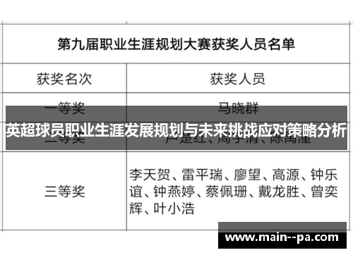 英超球员职业生涯发展规划与未来挑战应对策略分析 英超球员职业生涯发展规划与未来挑战应对策略分析